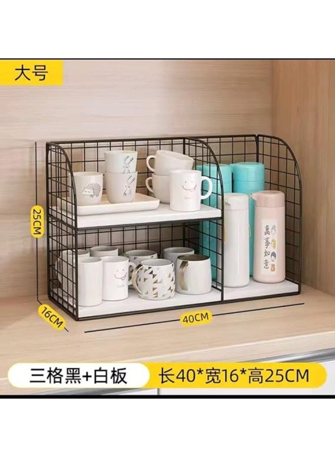 Coffee and beverage corner stand, metal, sturdy wooden shelves, decorative piece for kitchen organization (bk) - Image 2
